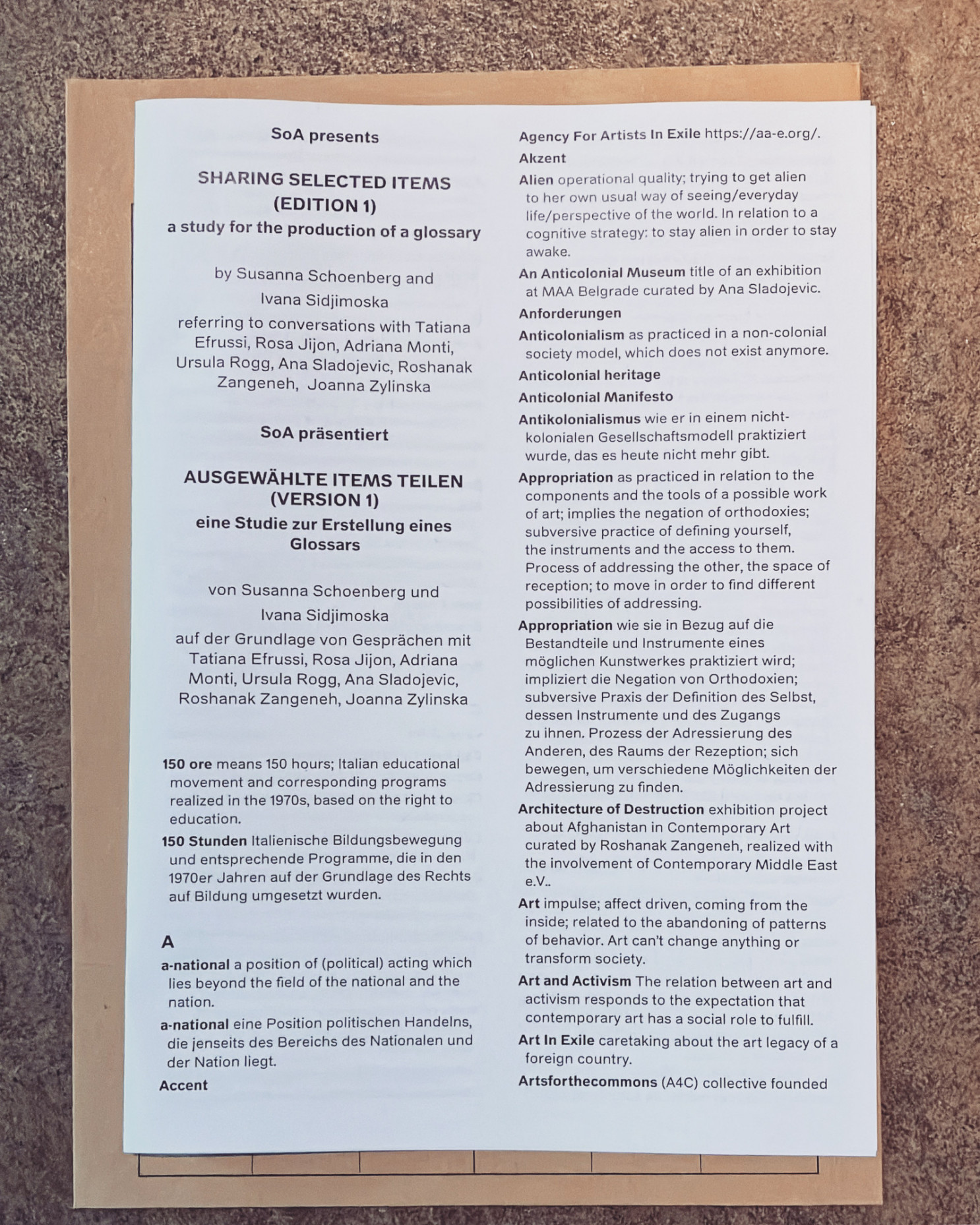 SoA Selected Items produced for Hall of Collaborations 2023